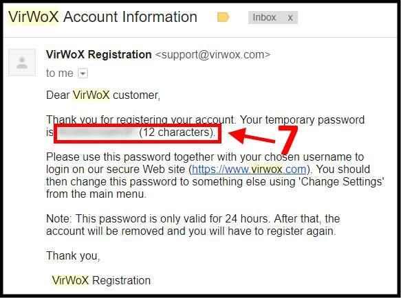 סיסמת ההתחברות לאתר VirWox