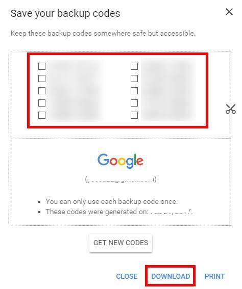 קודים חד פעמיים של גוגל כדי להתחבר לתיבת הג'ימייל