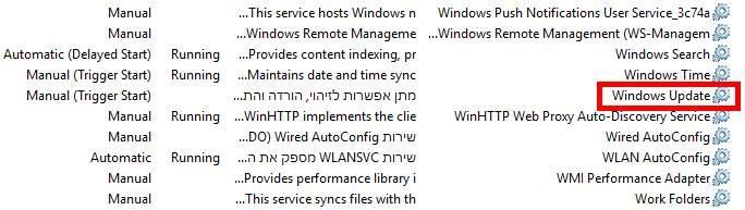 האפשרות Windows Updates