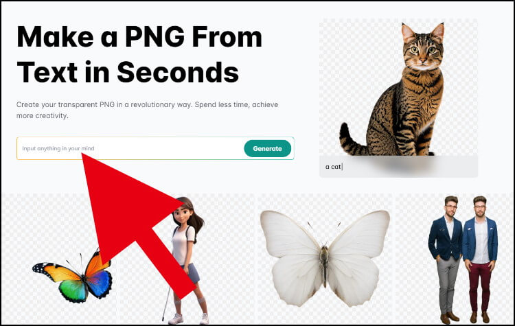 הקלידו בחלונית הפרומפט באתר PNGMaker AI את הפרומפט שלכם