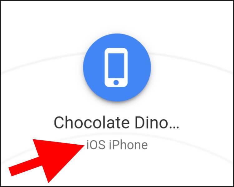 השם של מכשיר האייפון מופיע במכשיר האנדרואיד באפליקציית Snapdrop
